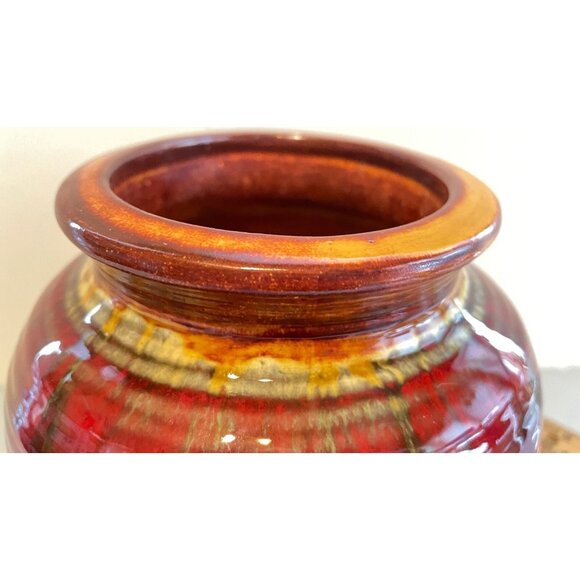 MCM Handmade Canadian Pottery Planter Vase – Red Brown Drip Glaze – 5.5” Tall - Picture 5 of 8